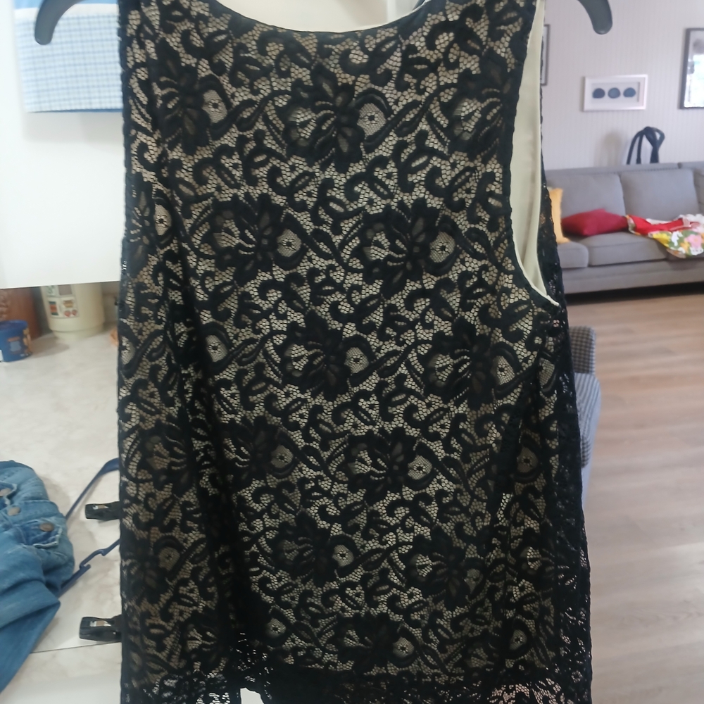 White Birch Black Lace Sleeveless Blouse